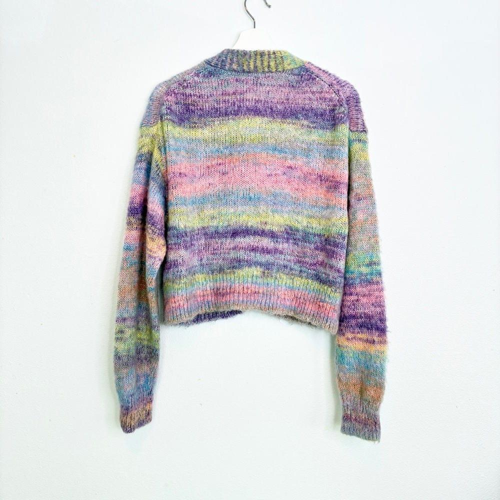 RE/DONE ’90s Cropped Oversized Rainbow Cardigan small mohair blend - Picture 3 of 8